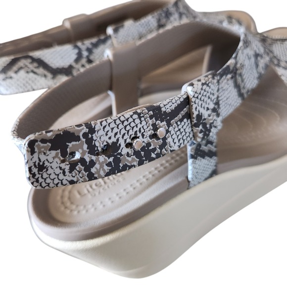 Crocs Sandals Brooklyn High Wedge Women US Shoes Size W7 Multi/Stucco